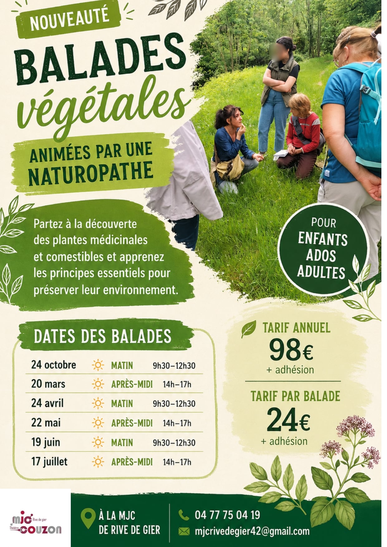 Balades végétales : Participants découvrant des plantes lors d’une balade végétale