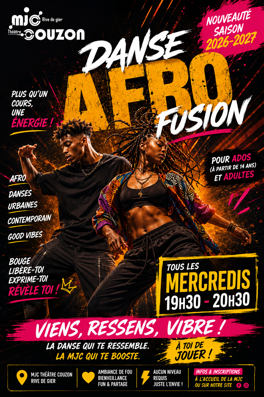 Dance Afro Fusion : Deux danseurs illustrant le nouveau cours de Dance Afro Fusion