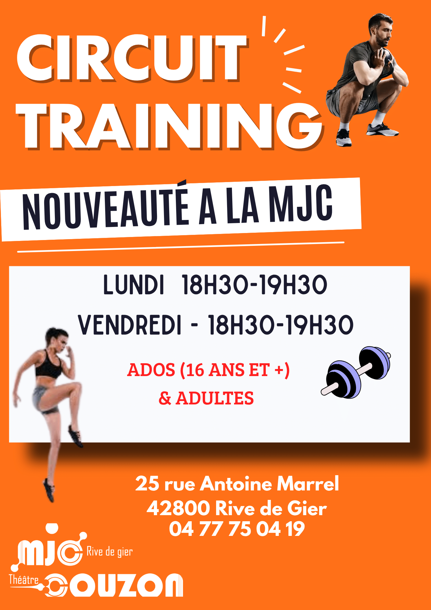 Circuit training : Sportifs illustrant le nouveau cours de circuit training de la MJC