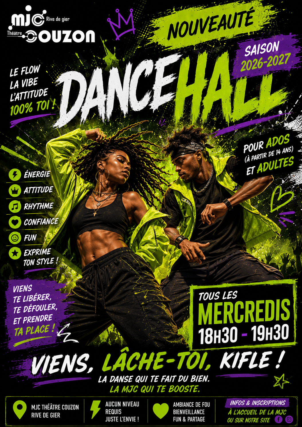 Dancehall : Deux danseurs présentant le nouveau cours de Dancehall de la MJC